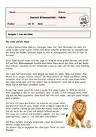 Vorschau - Klassenarbeiten - Klassenarbeit Deutsch - Fabeln + Lösung - Deckblatt
