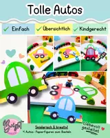 Vorschau - Arbeitsblätter - Tolle Autos– Basteln Schneiden & Kleben –Bastelmaterial - Deckblatt