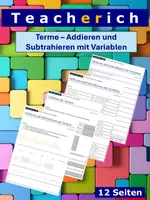 Vorschau - Arbeitsblätter - Terme - Addieren und Subtrahieren mit Variablen - Deckblatt