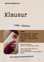 Vorschau - Test - Klausur Deutsch Oberstufe – Barock Lyrik – Gryphius & Grimmelshausen im Vergleich – mit Erwartungshorizont - Deckblatt