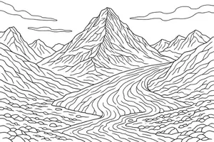 Vorschau - Mal- und Bastelvorlagen - Ausmalbild Berge und Gletscher - Deckblatt