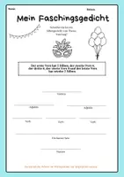 Vorschau - Arbeitsblätter - verschiedene Gedichtformen Fasching - Deckblatt