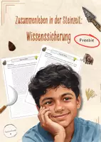 Vorschau - Arbeitsblätter - Teste dein Wissen zur Altsteinzeit und Jungsteinzeit - Suchsel - Wörter erklären - Wiederholung (Geschichte, Klasse 5/6) - Deckblatt