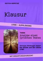 Vorschau - Arbeitsblätter - Deutsch Oberstufe – Lyrik Aufklärung: Gellert „Der Blinde und der Lahme“ – Klausur mit Erwartungshorizont - Deckblatt
