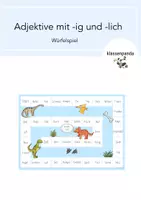 Vorschau - Spiele - Adjektive mit der Endung -ig und -lich Würfelspiel - Deckblatt