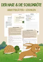 Vorschau - Mal- und Bastelvorlagen - Der Hase und die Schildkröte - FABEL - mit Lösungen - Deckblatt