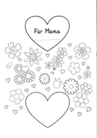 Vorschau - Mal- und Bastelvorlagen - Bastelvorlage: Faltbild "Herz mit Blumen" ("Für Mama") - Seite 3