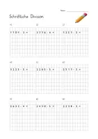 Vorschau - Arbeitsblätter - 3 x Übungsblatt schriftliche Division (leicht) mit Lösungsblatt - Deckblatt