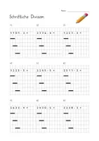 Vorschau - Arbeitsblätter - 3 x Übungsblatt schriftliche Division (leicht) mit Lösungsblatt - Seite 1