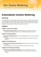 Vorschau - Arbeitsblätter - Arbeitsblatt Zweiter Weltkrieg Aufgaben - Deckblatt