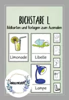 Vorschau - Mal- und Bastelvorlagen - Buchstabe L - Alphabetisierung - Bildkarten - Anlaut - Deckblatt