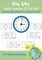 Vorschau - Fördermaterial/Inklusion - Die Uhr – 24 Klammerkarten volle Stunde 13-24 - Deckblatt