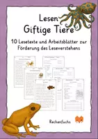 Vorschau - Arbeitsblätter - Lesen Giftige Tiere - Leseverstehen - Deckblatt