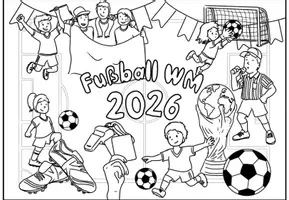 Vorschau - Mal- und Bastelvorlagen - Fußball WM 2026: Gemeinschaftsbild - Seite 1