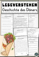 Vorschau - Arbeitsblätter - Geschichte des Döners Lesen und Verstehen Arbeitsblätter mit Lesetext, Fragen - Deckblatt