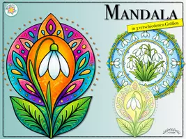 Vorschau - Mal- und Bastelvorlagen - MANDALA „SCHNEEGLÖCKCHEN“ - 2 Motive in 3 Größen (Frühblüher, Frühling) - Seite 1