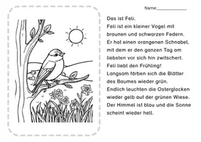 Vorschau - Arbeitsblätter - Lesen und Malen Frühling Klasse 1/2 - Seite 1