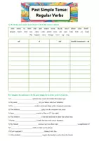 Aperçu - Feuilles d'exercices - Worksheet Past Simple Tense: Regular Verbs - Page 1