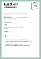 Vorschau - Arbeitsblätter - have or has - grammar sheet and practise - Deckblatt