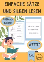 Vorschau - Arbeitsblätter - GROSSBUCHSTABEN Wetter Kurze Sätze und Silben lesen üben 1. Klasse Erstleser Leseblätter - Deckblatt