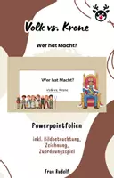Vorschau - Stundenentwürfe - PPT & Stundenentwurf Wer hat Macht inkl Spiel & Lösungen Teil 1 - Volk vs Krone - Geschichte - Deckblatt