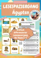 Vorschau - Arbeitsblätter - Lesespaziergang Ägypten 🐫 | Dreifach differenziert – Klasse 2–3 | Sachunterricht & Lesen - Deckblatt