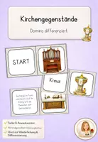 Vorschau - Bildkarten - Kirchengegenstände Domino (mit Differenzierung) - Bild-Wort & Erklärungs-Domino für Religion (Grundschule) - Deckblatt