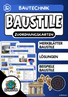 Vorschau - Arbeitsblätter - Baustile - Zuordnungskarten (Bautechnik) - Deckblatt