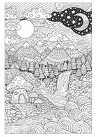 Vorschau - Arbeitsblätter - Ausmalbilder Fantasie-Landschaften - Malvorlagen - Seite 2