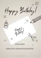 Vorschau - Mal- und Bastelvorlagen - "Happy Birthday!" - einfache Kartenvorlage - Deckblatt