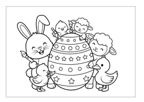 Vorschau - Mal- und Bastelvorlagen - Ostern Ausmalbilder Osterfreunde 20 kindgerechte Malvorlagen mit süßen Tieren & einfachem Frühlingshintergrund für Kita & Grundschule - Seite 1