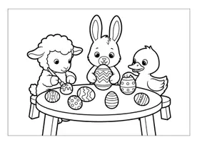 Vorschau - Mal- und Bastelvorlagen - Ostern Ausmalbilder Osterfreunde 20 kindgerechte Malvorlagen mit süßen Tieren & einfachem Frühlingshintergrund für Kita & Grundschule - Seite 2