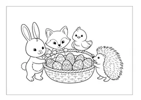 Vorschau - Mal- und Bastelvorlagen - Ostern Ausmalbilder Osterfreunde 20 kindgerechte Malvorlagen mit süßen Tieren & einfachem Frühlingshintergrund für Kita & Grundschule - Seite 3