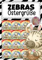Vorschau - Mal- und Bastelvorlagen - Feriengrüße zu Ostern für die Zebraklasse - Deckblatt