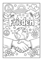 Vorschau - Arbeitsblätter - 🕊️ Frieden – Ausmalbild mit Welt, Händedruck & Friedenssymbolen | Arbeitsblatt für Deutsch, Ethik & soziales Lernen - Deckblatt