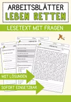 Vorschau - Arbeitsblätter - Leben retten Grundschule Arbeitsblätter Lernmaterialien zum Üben Wiederholen und Fördern - Deckblatt