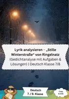Vorschau - Arbeitsblätter - Gedichtanalyse „Stille Winterstraße“ (Joachim Ringelnatz) – Lyrik-Arbeitsblatt mit Aufgaben & Lösungen | Deutsch Klasse 7/8 - Deckblatt