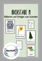 Vorschau - Mal- und Bastelvorlagen - Buchstabe N - Alphabetisierung - Bildkarten - Anlaut - Deckblatt