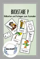 Vorschau - Mal- und Bastelvorlagen - Buchstabe P - Alphabetisierung - Bildkarten - Anlaut - Deckblatt