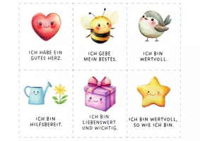 Vorschau - Fördermaterial/Inklusion - Affirmationskarten für Kinder: 42 Affirmationen. Positive Sprüche für Motivation, Selbstbewusstsein & Achtsamkeit im Klassenzimmer. Soziales Lernen. - Seite 1