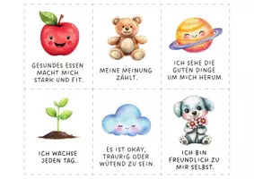 Vorschau - Fördermaterial/Inklusion - Affirmationskarten für Kinder: 42 Affirmationen. Positive Sprüche für Motivation, Selbstbewusstsein & Achtsamkeit im Klassenzimmer. Soziales Lernen. - Seite 2