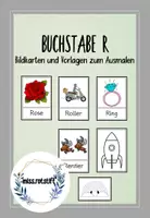 Vorschau - Mal- und Bastelvorlagen - Buchstabe R - Alphabetisierung - Bildkarten - Anlaut - Deckblatt