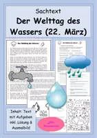 Vorschau - Stundenentwürfe - Sachtext: Welttag des Wassers (22. März) - Textarbeit - Leseverstehen - Deckblatt