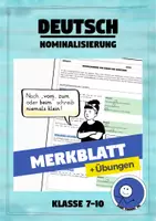 Vorschau - Arbeitsblätter - Merkblatt: Nominalisierung (+ Übungen mit Lösungen) - Deckblatt