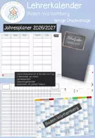 Vorschau - Lehrpläne/Lehrermaterial - Jahresplaner Lehrerkalender 2026 2027 Baden Württemberg - Deckblatt