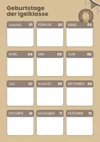 Vorschau - Poster - Geburtstagskalender für die Igel / Igelklasse - Deckblatt