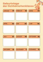 Vorschau - Poster - Geburtstagskalender für die Eichhörnchenklasse / Eichhörnchenklasse - Deckblatt