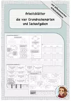 Vorschau - Arbeitsblätter - Die vier Grundrechenarten und Sachaufgaben - Arbeitsblätter - Deckblatt