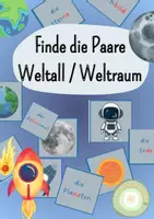 Vorschau - Spiele - Finde die Paare / merke es dir / Zwillings-Spiel Lesespiel Weltall / Weltraum / Planeten / Astronauten (auch für DaZ geeignet) - Deckblatt