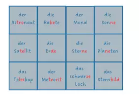 Vorschau - Spiele - Finde die Paare / merke es dir / Zwillings-Spiel Lesespiel Weltall / Weltraum / Planeten / Astronauten (auch für DaZ geeignet) - Seite 2